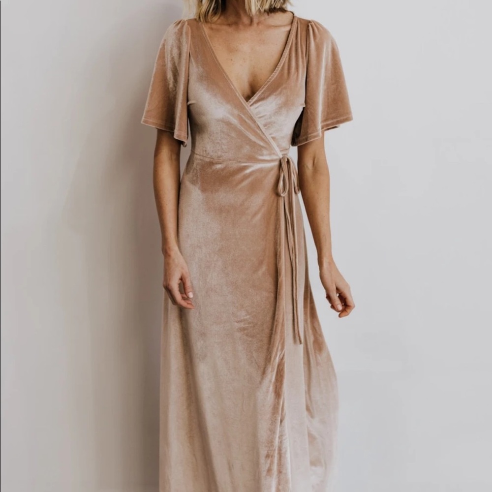 Baltic Born Meghan velvet wrap dress in shell